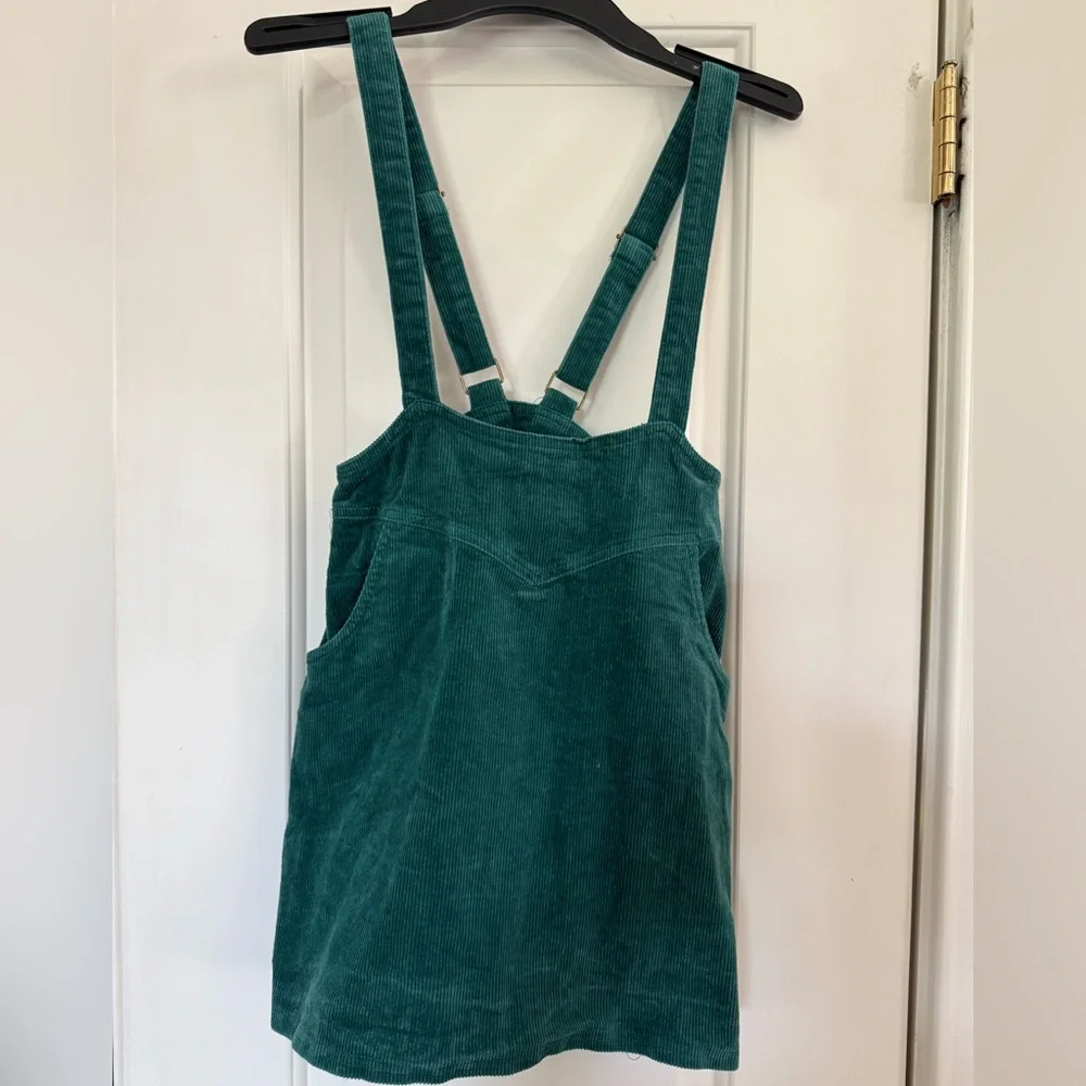Joyfolie Teal Corduroy Pinafore Dress